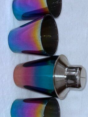 Nice Like New Rainbow Mixer Set #4-Large Thick 16oz Glasses with Shaker Mixer